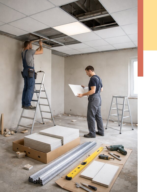 Монтаж потолка армстронг в Ангарске от 4623 руб/м2 — быстрая установка под ключ | ОТДЕЛОЧНИК-Нгр