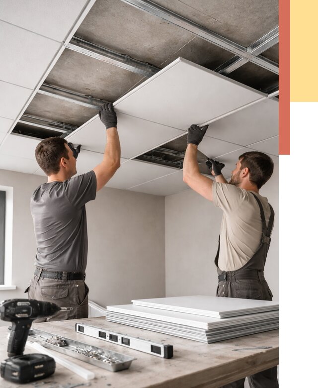 Монтаж кассетного потолка в Ангарске от 4623 руб/м2 — установка и сборка | ОТДЕЛОЧНИК-Нгр