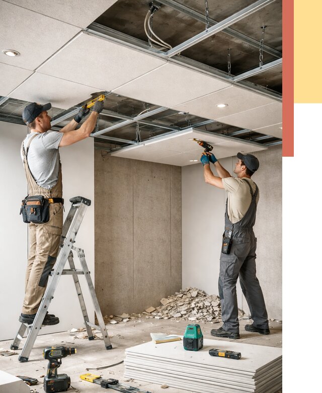 Монтаж акустического потолка в Ангарске от 6678 руб/м2 — быстро и недорого | ОТДЕЛОЧНИК-Нгр