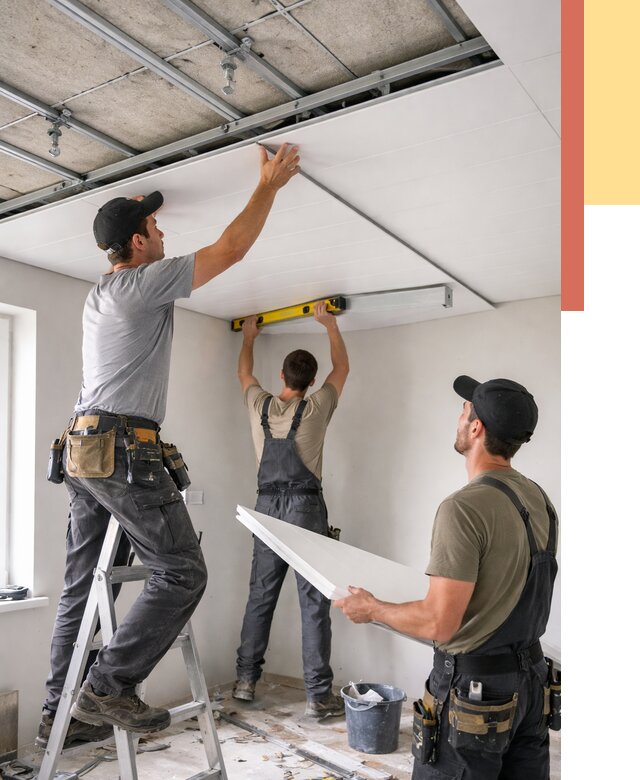 Монтаж потолка из ПВХ панелей в Ангарске от 3596 руб./м2 — быстро и недорого | ОТДЕЛОЧНИК-Нгр