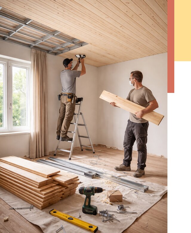 Монтаж потолка из вагонки в Ангарске от 6678 руб. | Быстро и недорого — ОТДЕЛОЧНИК-Нгр