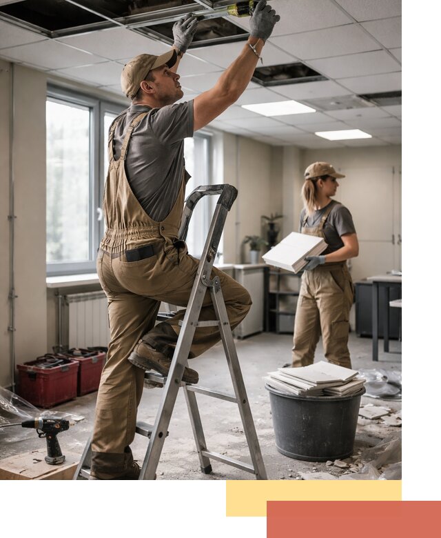 Ремонт потолка Армстронг и замена плит в Ангарске