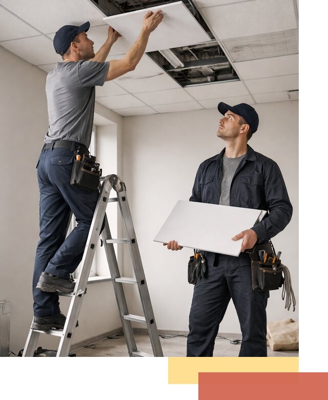 Обслуживание подвесного потолка в Ангарске — ремонт и чистка