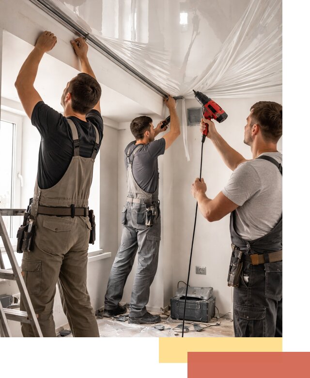 Монтаж глянцевого натяжного потолка в Ангарске быстро и качественно