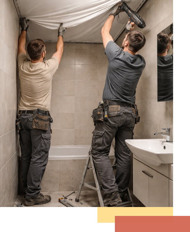 Монтаж натяжного потолка в ванной в Ангарске быстро и качественно