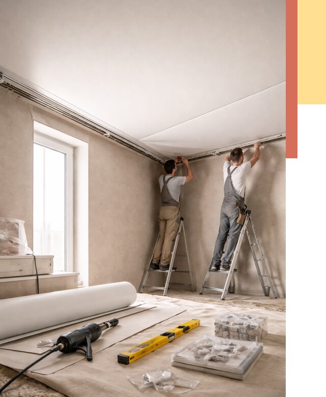 Монтаж натяжного потолка в спальне в Ангарске от 3904 руб. под ключ | ОТДЕЛОЧНИК-Нгр