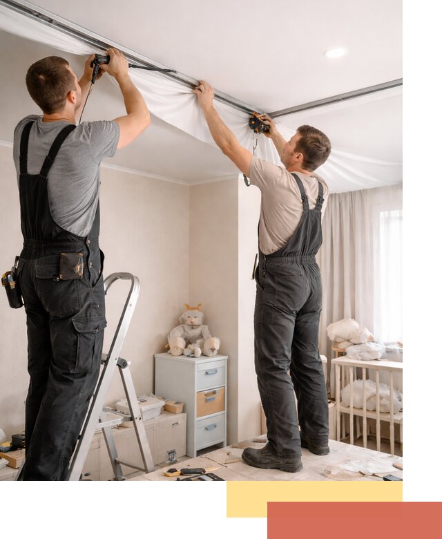 Монтаж натяжного потолка в детской комнате в Ангарске