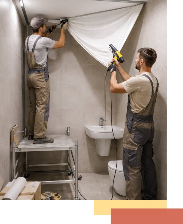 Монтаж натяжного потолка в санузле в Ангарске