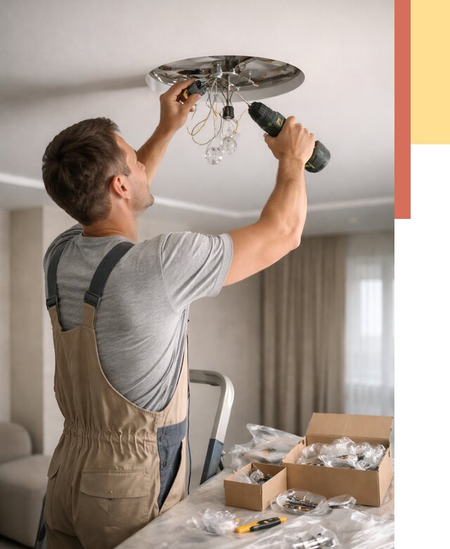 Установка люстры в натяжной потолок в Ангарске от 1233 руб. | Быстро и недорого — ОТДЕЛОЧНИК-Нгр