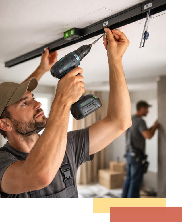 Установка трековых светильников в натяжной потолок в Ангарске