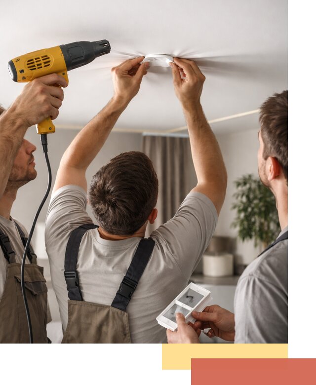 Ремонт прокола полотна натяжного потолка в Ангарске