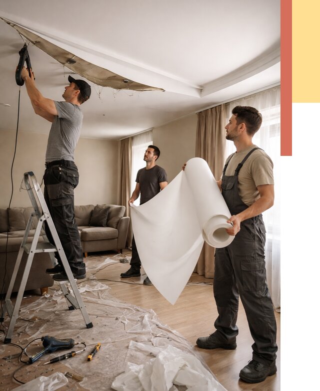 Замена полотна натяжного потолка в Ангарске от 9760 руб. быстро и недорого | ОТДЕЛОЧНИК-Нгр