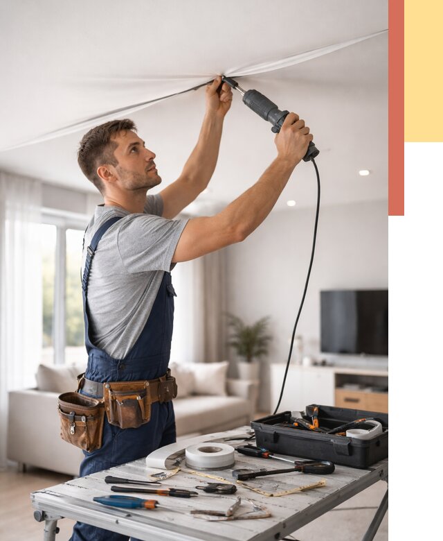 Ремонт натяжных потолков в Ангарске от 9760 руб. под ключ — ОТДЕЛОЧНИК-Нгр