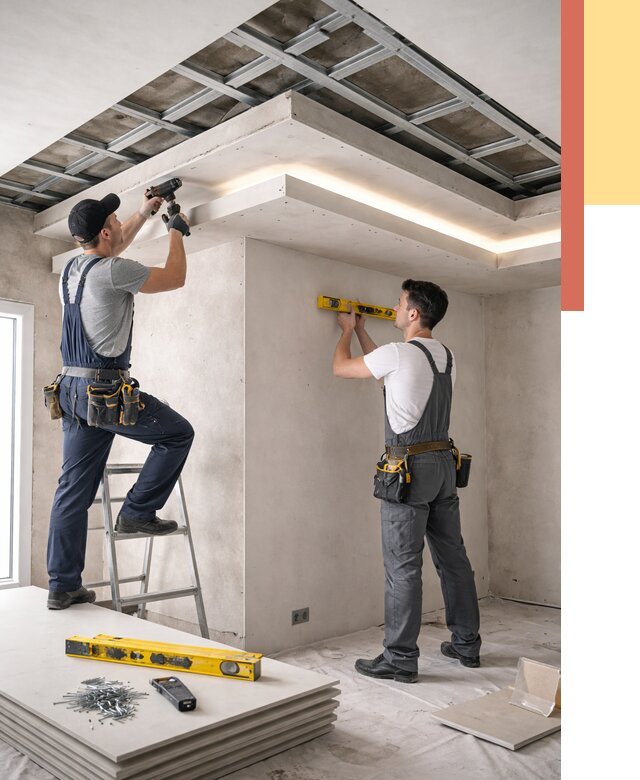 Двухуровневый потолок из гипсокартона в Ангарске от 1490 руб. под ключ | ОТДЕЛОЧНИК-Нгр