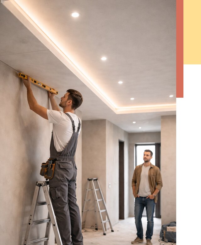 Потолок из гипсокартона с подсветкой в Ангарске от 771 руб./м2 под ключ | ОТДЕЛОЧНИК-Нгр