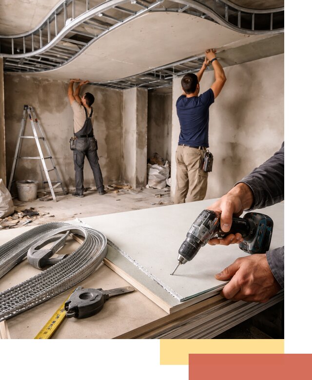 Криволинейный потолок из гипсокартона в Ангарске — монтаж и отделка