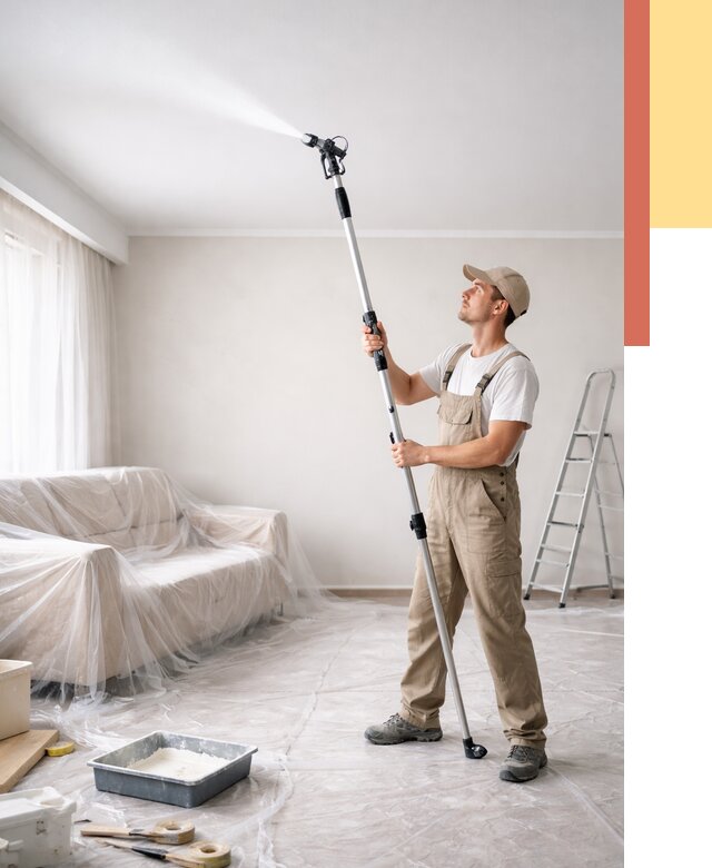 Покраска потолка краскопультом в Ангарске от 4623 руб. быстро и недорого | ОТДЕЛОЧНИК-Нгр