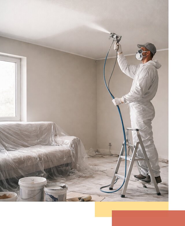 Покраска потолка краскопультом в Ангарске быстро и качественно